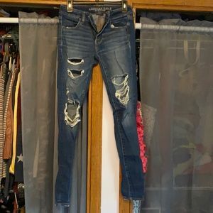 American Eagle Size 4 Long Ripped Skinny Jeans